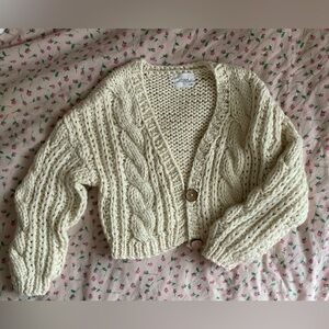Chicwish Cream Cable Knit Cardigan